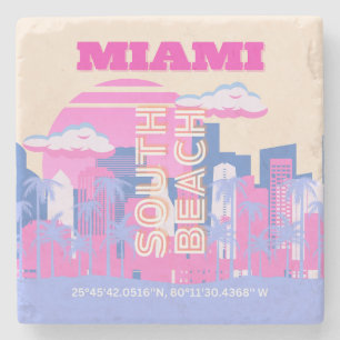Dessous-de-verre En Pierre Miami Beach, Art de voyage à Miami, Préparé