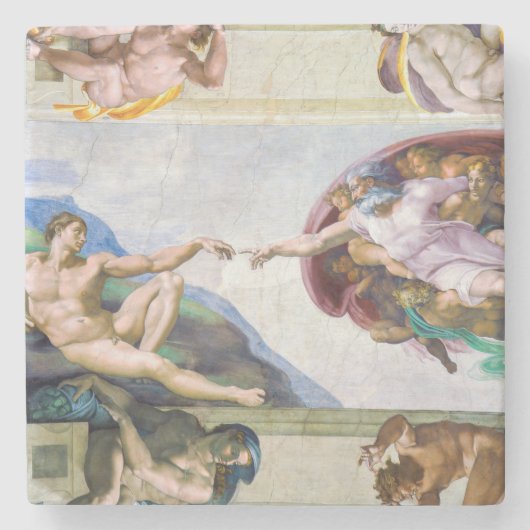 Dessous-de-verre En Pierre Michelangelo - Création d'Adam, Chapelle Sixtine (Devant)