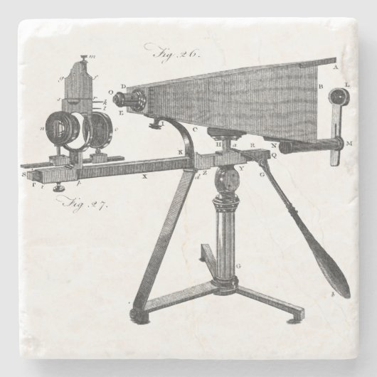 Dessous-de-verre En Pierre Microscope du XVIIIe siècle Antique Science INSTRU (Devant)