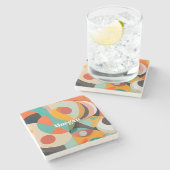 Dessous-de-verre En Pierre Mid Century Art moderne Monogramme ou nom, géométr (Côté)