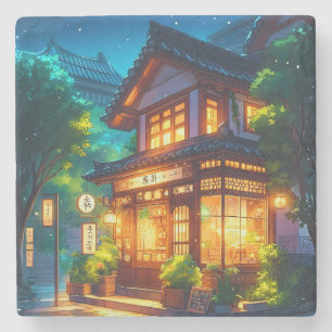Dessous-de-verre En Pierre Midnight Matcha – Café Japonais Cozy Lofi