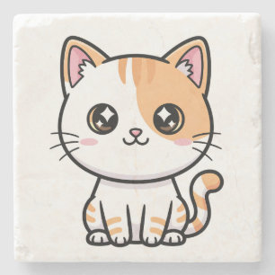Dessous-de-verre En Pierre Mignon chaton orange kawaii tabby