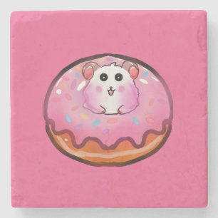 Dessous-de-verre En Pierre Mignon Hamster Kawaii dans l'Art de Beignet Rose G