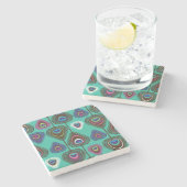 Dessous-de-verre En Pierre mignon motif en plumes de paon (Côté)