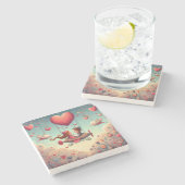 Dessous-de-verre En Pierre Mignonne bémol Saint Valentin hydravion (Côté)