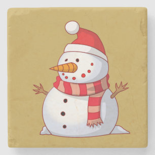 Dessous-de-verre En Pierre Mignonne bonhomme de neige de Noël