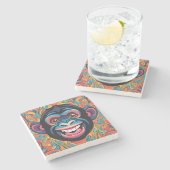 Dessous-de-verre En Pierre Mignonne Chimpanzée rit (Côté)