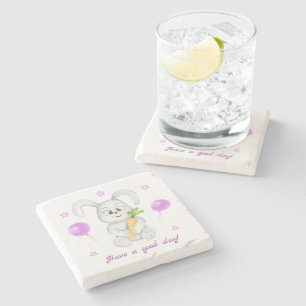 Dessous-de-verre En Pierre Mignonne lapin pour une humeur positive