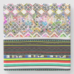 Dessous-de-verre En Pierre Mignons motifs tribaux aztèques colorés