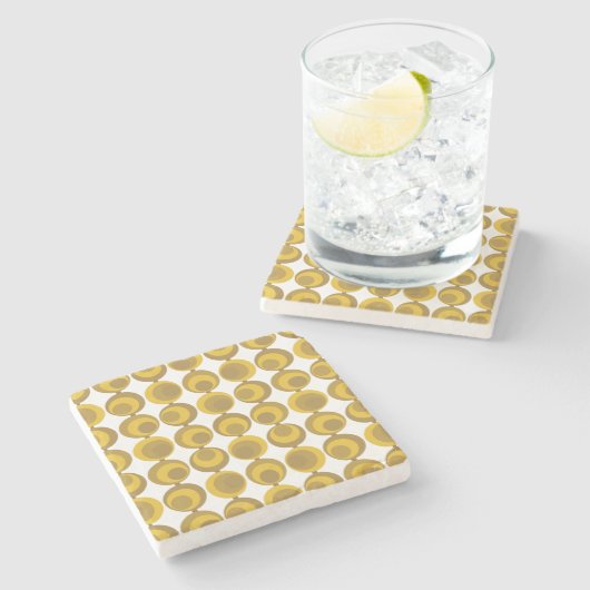 Dessous-de-verre En Pierre Milieu du siècle moderne Mustard Gold Retro Geo Mo (Côté)