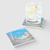 Dessous-de-verre En Pierre Milwaukee Wisconsin Skyline (Côté)