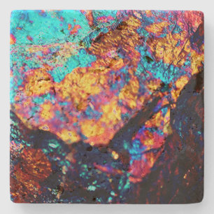 Dessous-de-verre En Pierre Mineral cristal de chalcopyrite pierre noir bleu o