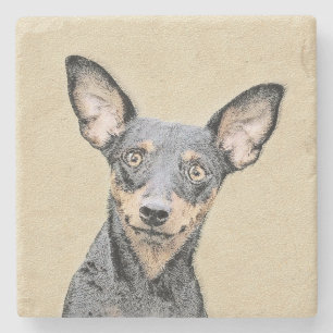 Dessous-de-verre En Pierre Miniature Pinscher Peinture mignonne Chien Art ori