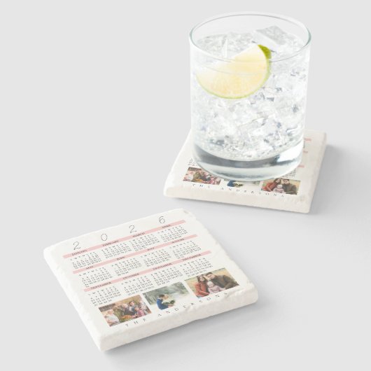 Dessous-de-verre En Pierre Minimalist Photo 2026 Yearly Calendar Keepsake (Côté)