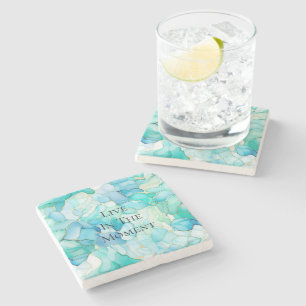 Dessous-de-verre En Pierre Mint Aqua Pearl Marbre or