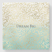Dessous-de-verre En Pierre Mint Aquarelle Ombre Glam Or Leopard (Devant)