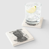 Dessous-de-verre En Pierre Moai d'île de Pâques (Côté)