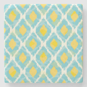 Dessous-de-verre En Pierre Mode jaune bleue d'ikat tribal moderne