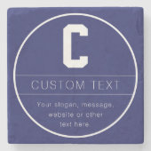 Dessous-de-verre En Pierre Modèle de nom et monogramme unique | Bleu marine (Devant)