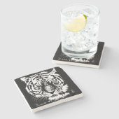 Dessous-de-verre En Pierre Modèle élégant Pop Art moderne Tiger Head (Côté)