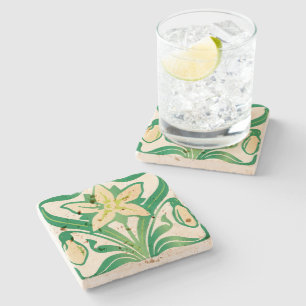 Dessous-de-verre En Pierre Modèle floral Art Nouveau vintage