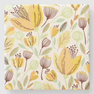 Dessous-de-verre En Pierre Modèle Floral Jaune à main mignonne