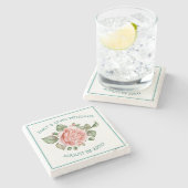 Dessous-de-verre En Pierre Modèle Mariage d'illustration rose Roses (Côté)