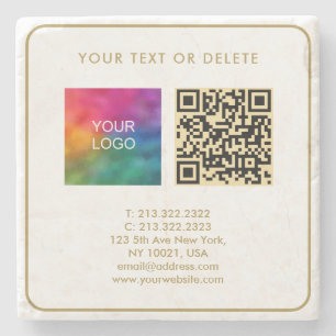 Dessous-de-verre En Pierre Modèle moderne élégant Black Gold QR Code personna