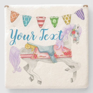 Dessous-de-verre En Pierre Modèle personnalisé du cheval de carrousel