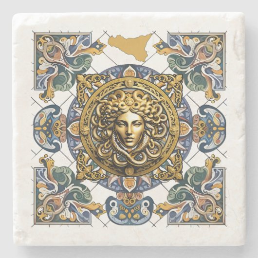 Dessous-de-verre En Pierre Modèle sicilien de Sicile (Devant)