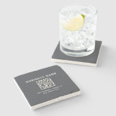 Dessous-de-verre En Pierre Modèle simple pour votre code QR | Gris charbon (Côté)