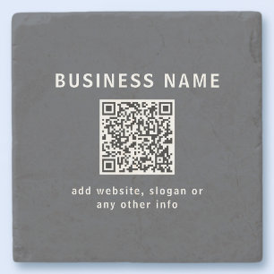 Dessous-de-verre En Pierre Modèle simple pour votre code QR Gris foncé