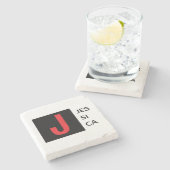 Dessous-de-verre En Pierre Modern Elegant Plain Professional Name Monogram (Côté)