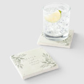 Dessous-de-verre En Pierre Modern Sage Greenery Botanical Stone Coaster (Côté)