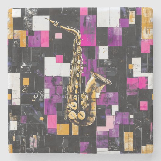 Dessous-de-verre En Pierre Modern saxophone pattern (Devant)