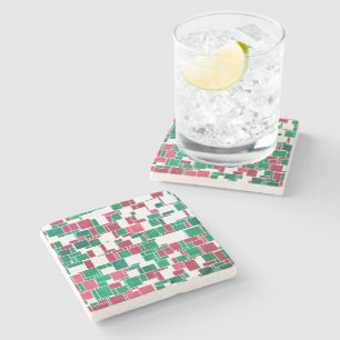 Dessous-de-verre En Pierre Moderne Gras Rouge et Vert Noël Mondrian