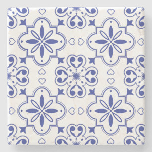 Dessous-de-verre En Pierre Moderne Méditerranée Portugais Bleu Blanc Azulejo
