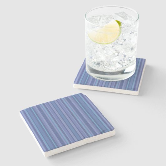 Dessous-de-verre En Pierre Moderne Rayure Bleue Violette (Côté)