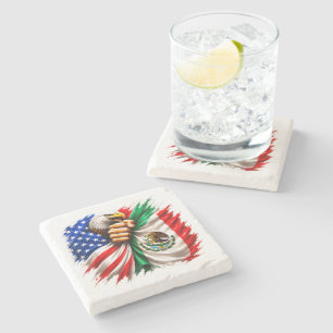 Dessous-de-verre En Pierre Mois du patrimoine hispanique Drapeau USA Mexique