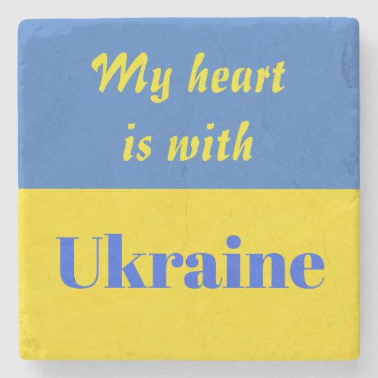 Dessous-de-verre En Pierre Mon coeur est avec l'Ukraine (Devant)
