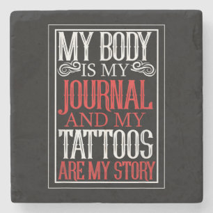 Dessous-de-verre En Pierre Mon Corps Est Mon Journal Tattoo Artiste Lover Cad
