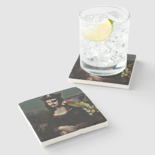 Dessous-de-verre En Pierre Mona Lisa pirate avec cache-œil