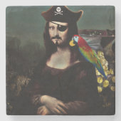 Dessous-de-verre En Pierre Mona Lisa pirate avec cache-œil (Devant)