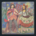 Dessous-de-verre En Pierre Mona Lisa Romantic Funny Art coloré<br><div class="desc">Cette merveilleuse invitation prend des éléments de la Mona Lisa et de Van Gogh's Starry nuit pour faire un thème mariage exceptionnellement unique et fantasque stationnaire pour une invitation, merci, numéro de table, et plus encore! Mona Lisa - Cette image présente la Mona Lisa avec son homme, dansant dans la...</div>