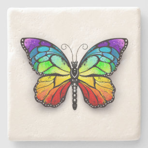 Dessous-de-verre En Pierre Monarque papillon arc-en-ciel