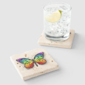 Dessous-de-verre En Pierre Monarque papillon arc-en-ciel (Côté)