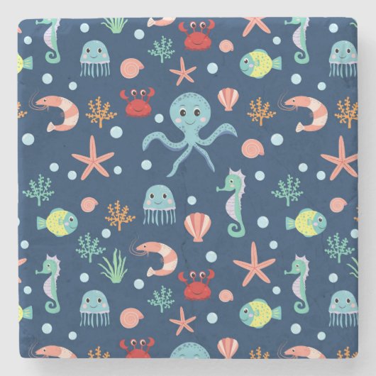 Dessous-de-verre En Pierre Monde marin (Devant)