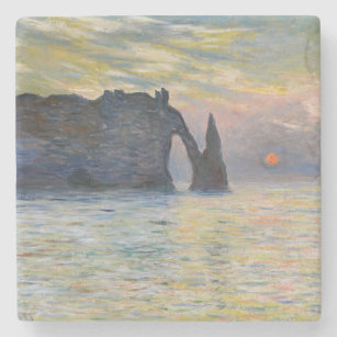 Dessous-de-verre En Pierre Monet - Le Manneport, Falaise à Etretat, coucher d