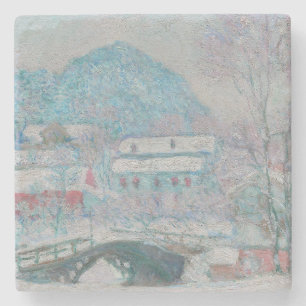 Dessous-de-verre En Pierre Monet - Norvège, village de Sandviken sous la neig