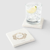 Dessous-de-verre En Pierre Monogram Crest classique Mariage élégant (Côté)